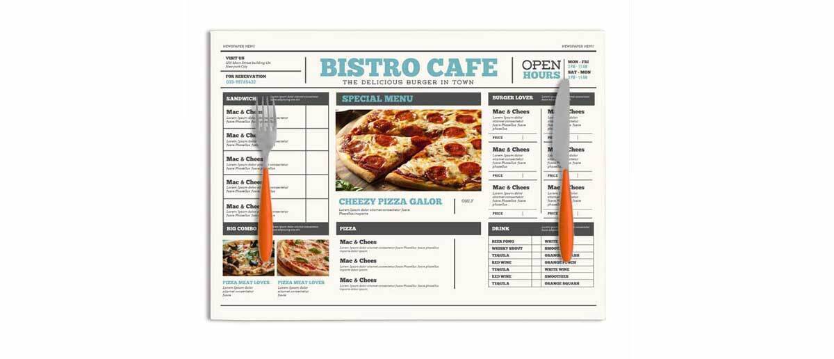 Scrivere correttamente il menu del tuo ristorante sulle tovagliette in carta personalizzate